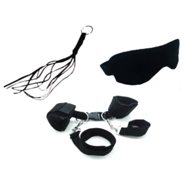 Kit de Látigo, Esposas de Velcro con Cuerdas de Amarre y Antifaz